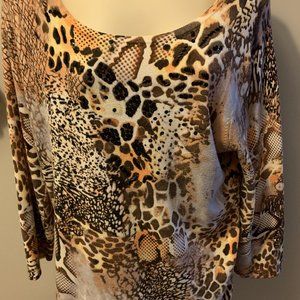 Brown Print Top w/Embellishes by ISA